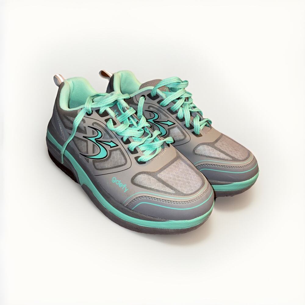 Sneaker Gdefy Gravity Defyer Ion TB9022FGU-XW Grey Teal Comfort Fit Womens Sz 10